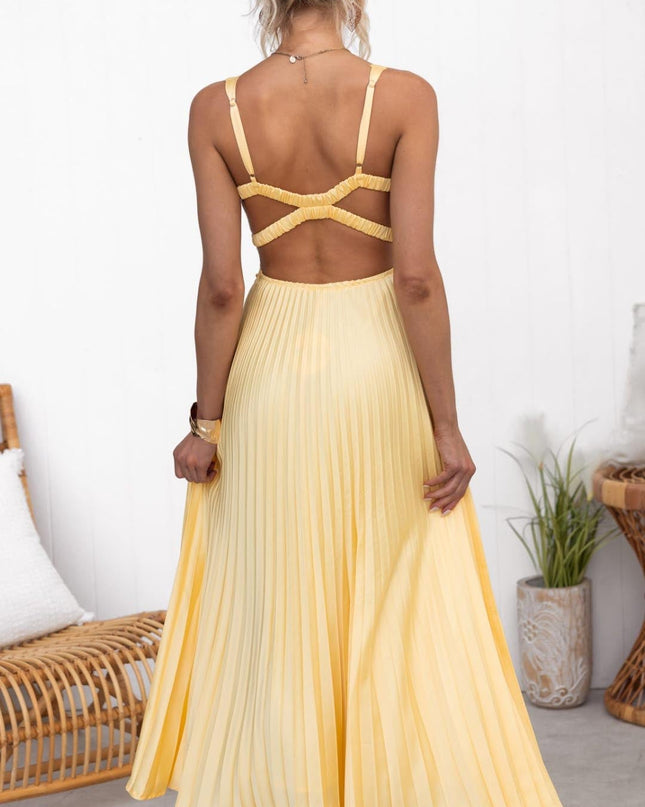 Women’s Dress  | Pleated V-Neck Maxi