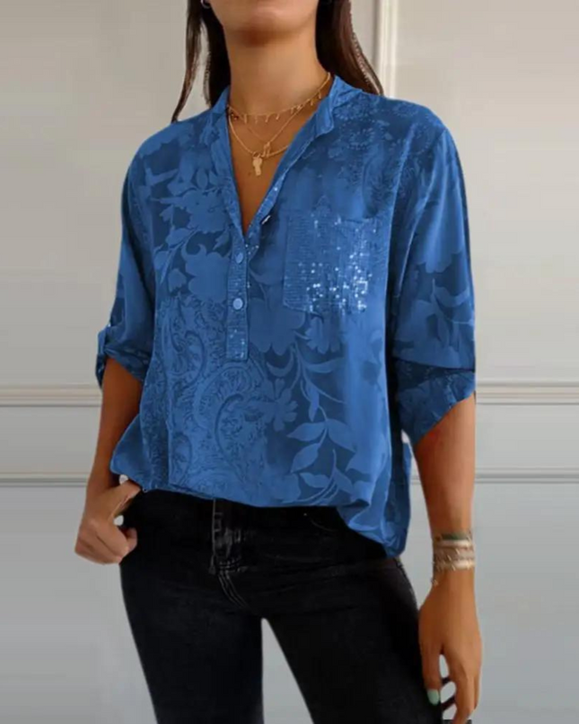 Women’s Blouse | Floral Pattern Collared