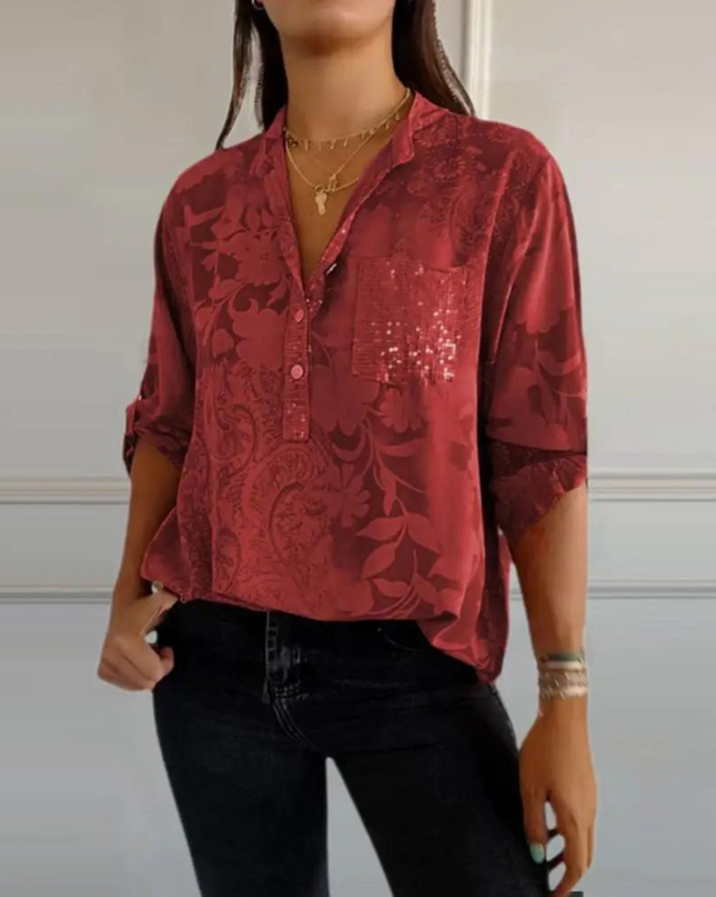 Women’s Blouse | Floral Pattern Collared
