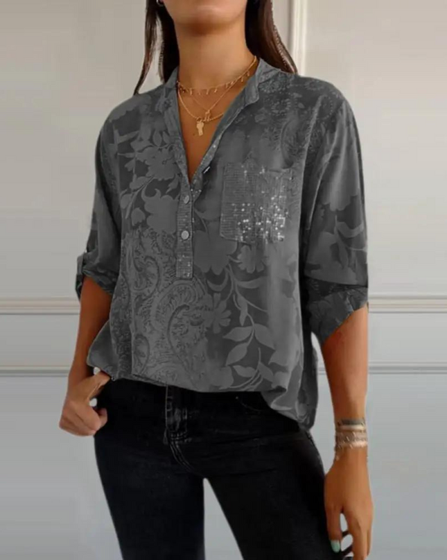 Women’s Blouse | Floral Pattern Collared