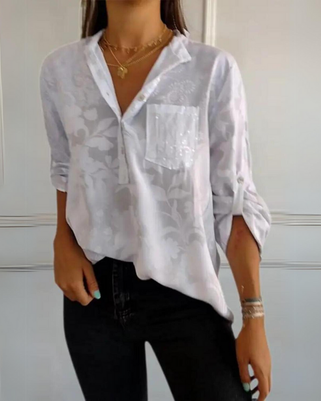 Women’s Blouse | Floral Pattern Collared