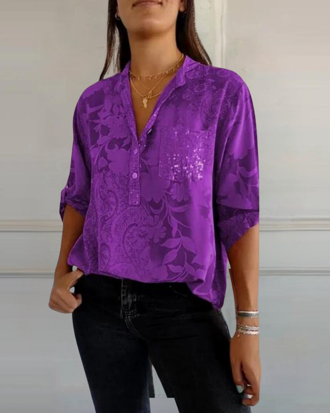 Women’s Blouse | Floral Pattern Collared