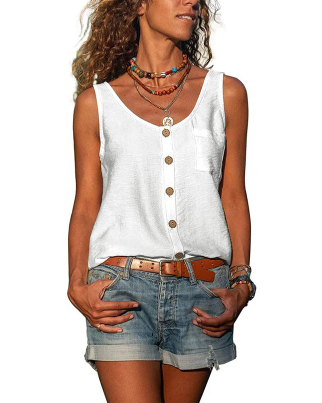 Women’s Top | Sleeveless Button-Up