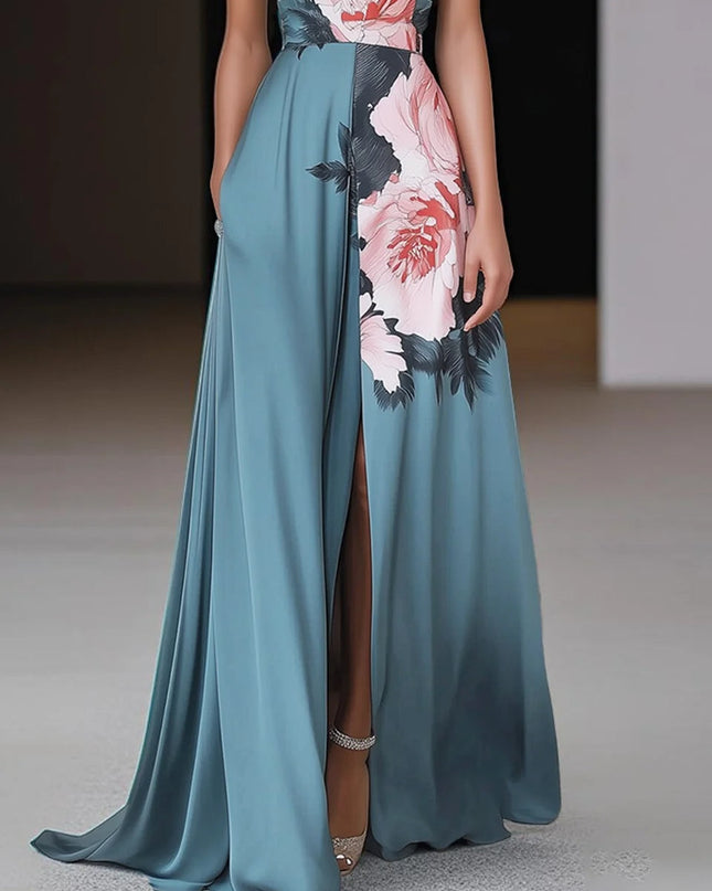 Women’s Dress | Sleeveless Floral Slit Maxi