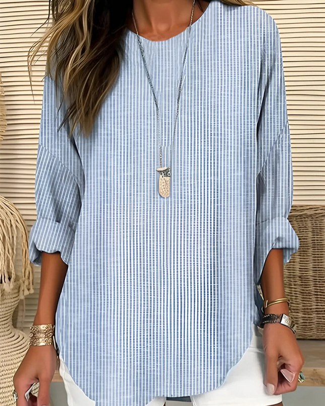 Women’s Blouse | Vertical Stripe Round Neck