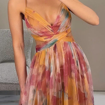 Women's Dress | V-neckline Fitted Bodice Maxi