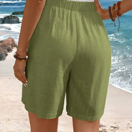 Women's Shorts  | High Waist Button Accent