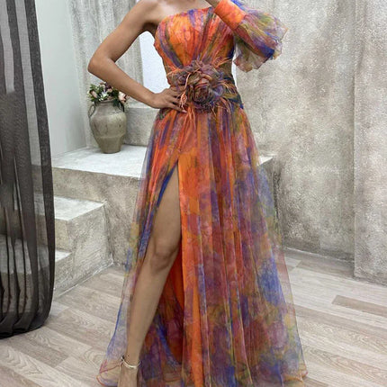 Women’s Dress | One-Shoulder Split Maxi