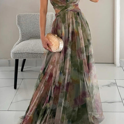 Women's Dress | V-neckline Fitted Bodice Maxi