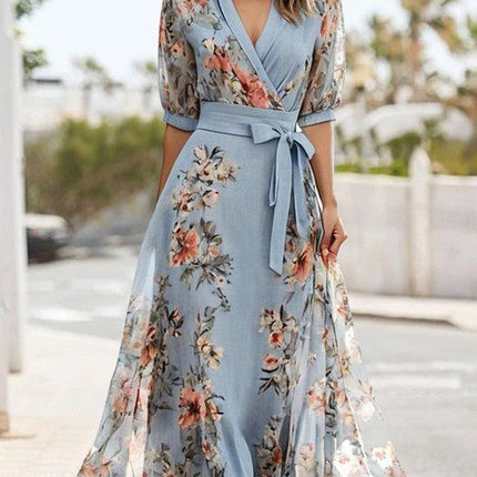 Women's Dress | Short Puff Sleeves Midi