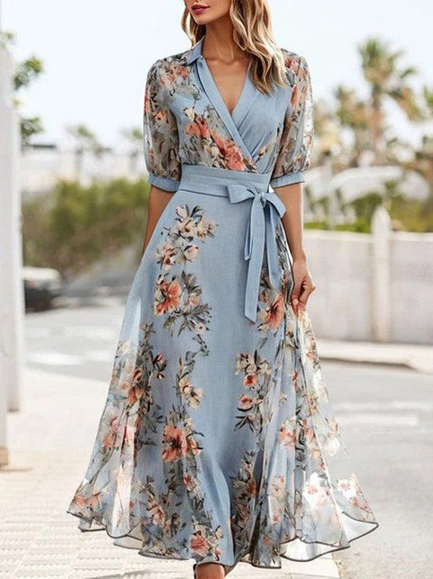 Women's Dress | Short Puff Sleeves Midi