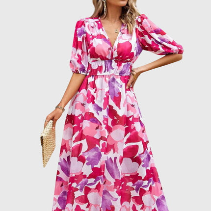 Merlin | Flattering Floral Midi Dress