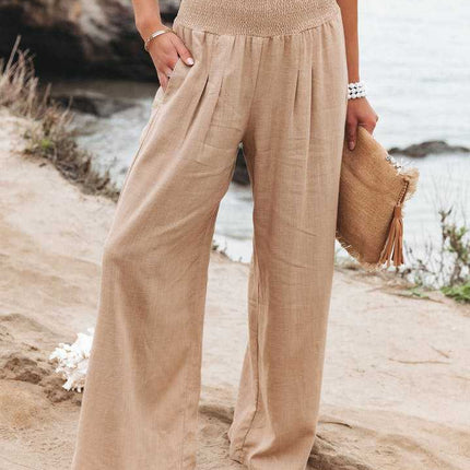 Women's Beach Pants | Wide Leg Elastic Waist