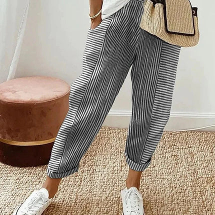 Women's Pants | Stripe Pattern Pocket