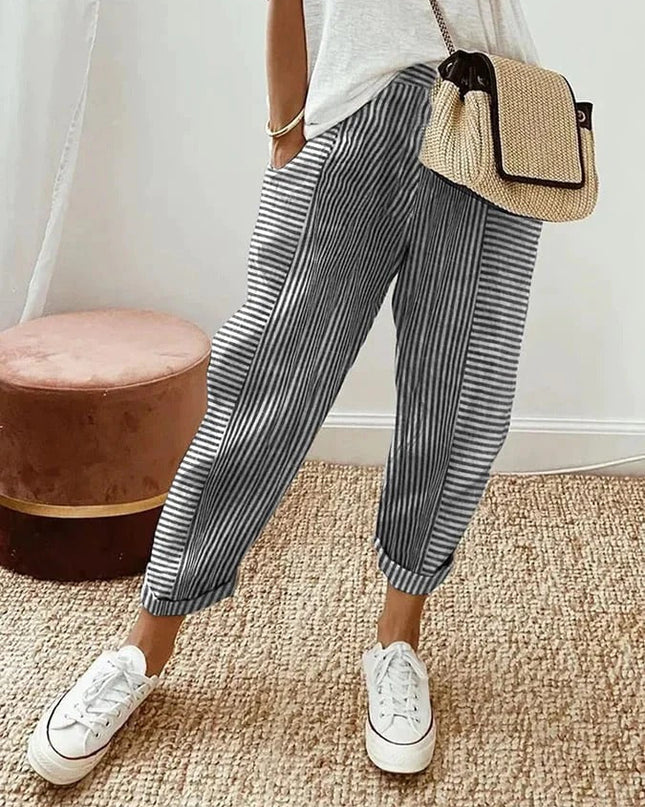 Women's Pants | Stripe Pattern Pocket
