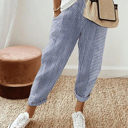 Women's Pants | Stripe Pattern Pocket