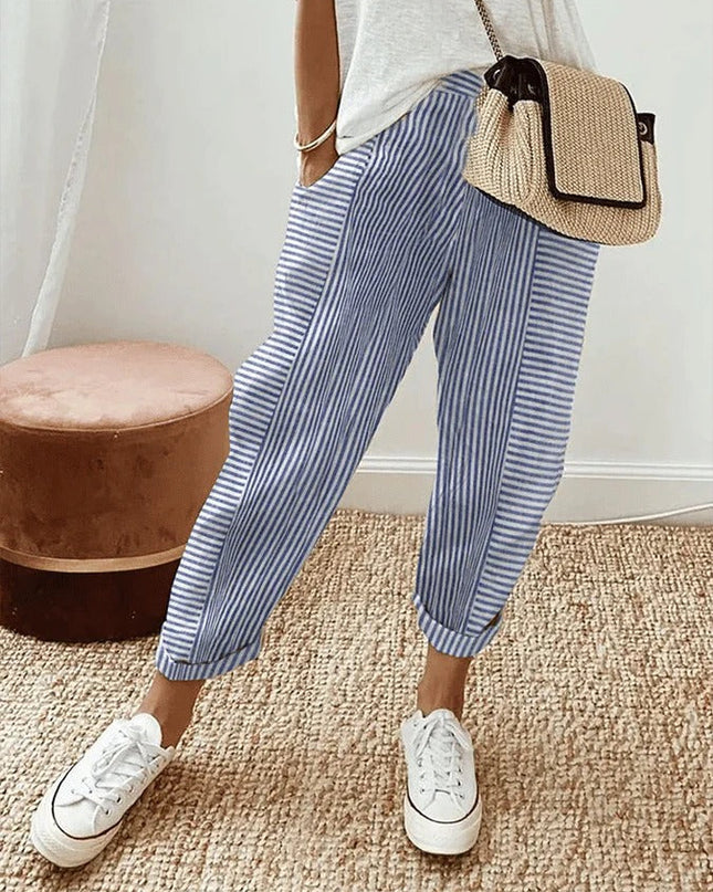 Women's Pants | Stripe Pattern Pocket