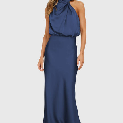 Ava | Glamorous Satin Halter Dress