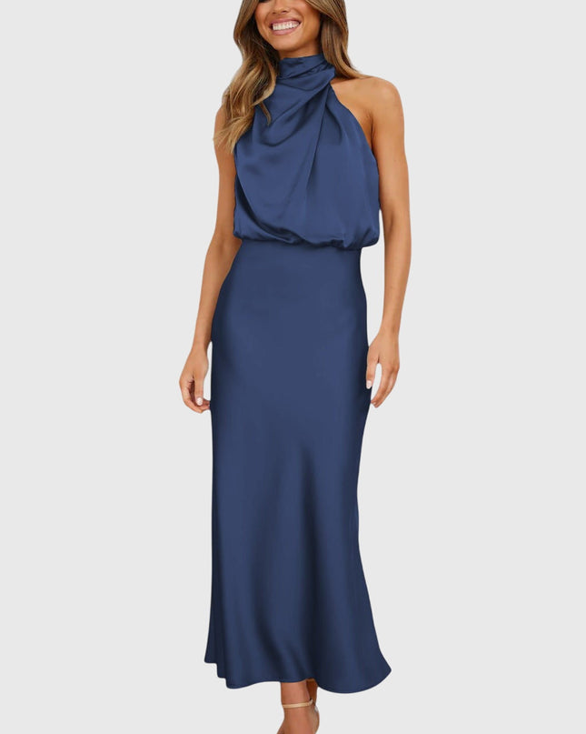 Ava | Glamorous Satin Halter Dress