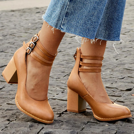 Heels For Women | Ankle Strap Block Heel