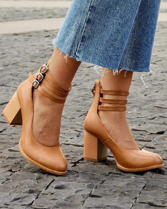 Heels For Women | Ankle Strap Block Heel