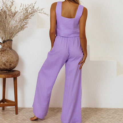 Megan - Minimalist Top And Wide-Leg Pants Set