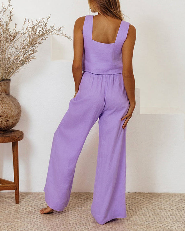 Megan - Minimalist Top And Wide-Leg Pants Set