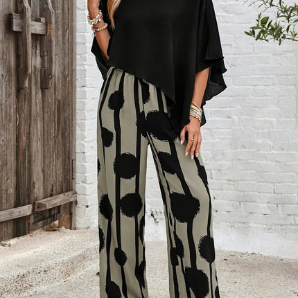 Mila | Women’S Asymmetric Top And Printed Pant Set