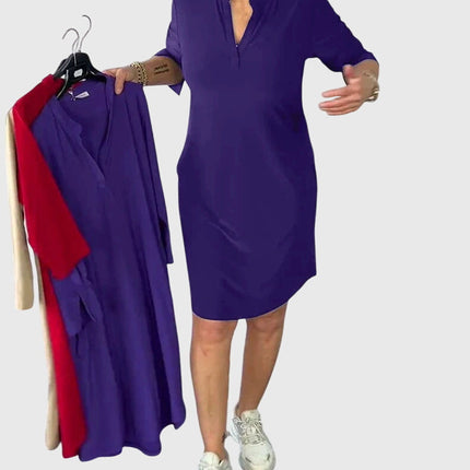 Katherine | Solid V-Neck Dress