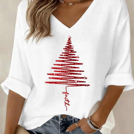 Women’s Blouse | V-Neck Graphic Print