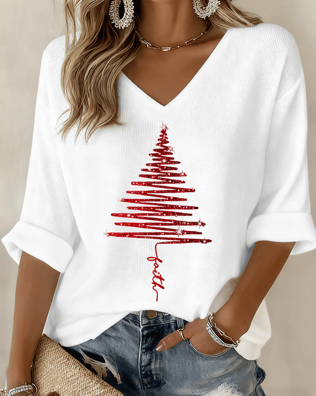 Women’s Blouse | V-Neck Graphic Print