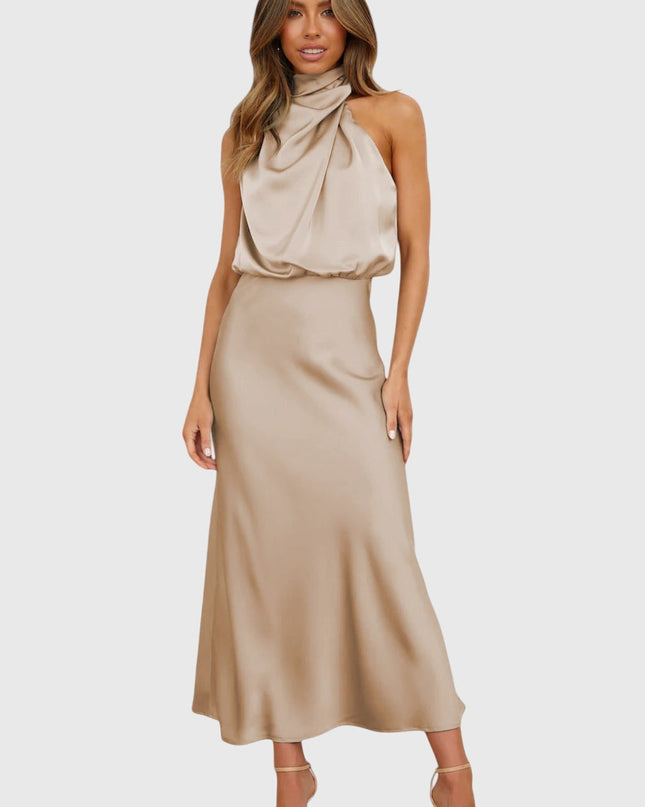 Ava | Glamorous Satin Halter Dress