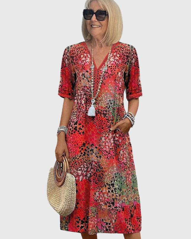 Yvonna | Elegant Floral Midi Dress