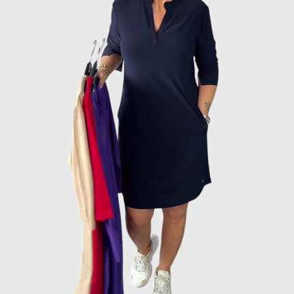 Katherine | Solid V-Neck Dress