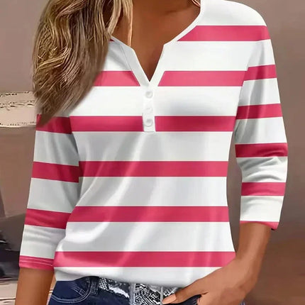 Women’s Blouse | Striped V-Neck