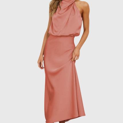 Ava | Glamorous Satin Halter Dress