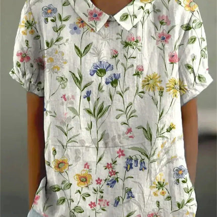 Women’s Blouse | Floral with Pointed Collar