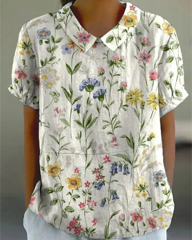 Women’s Blouse | Floral with Pointed Collar