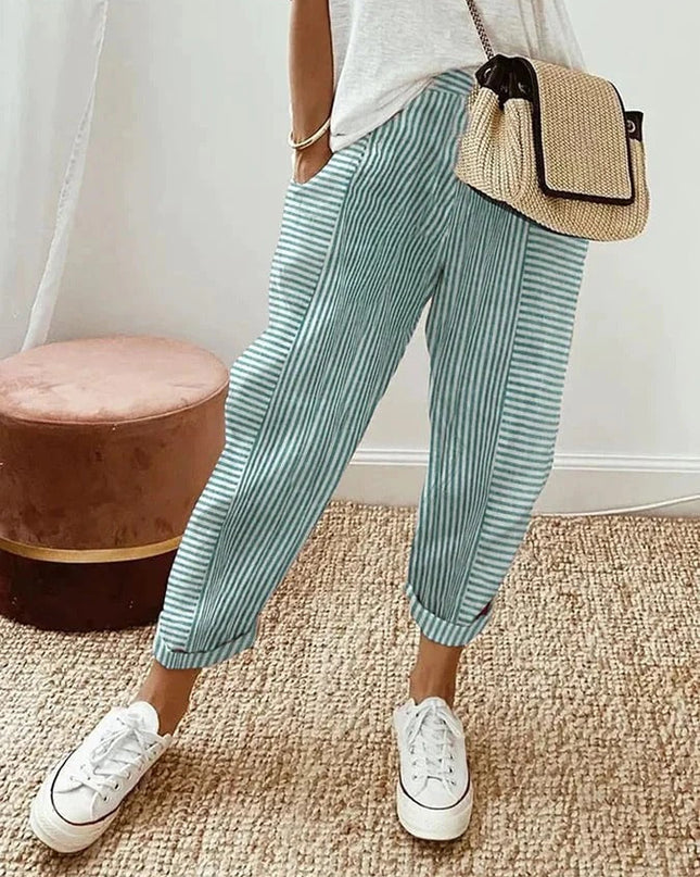Women's Pants | Stripe Pattern Pocket