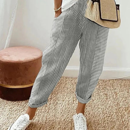 Women's Pants | Stripe Pattern Pocket