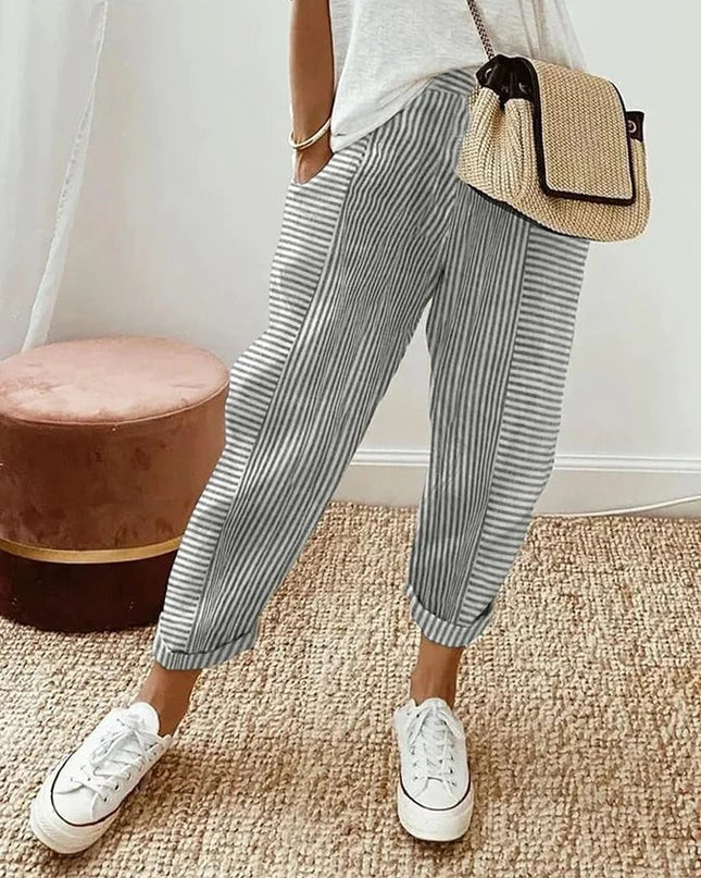 Women's Pants | Stripe Pattern Pocket