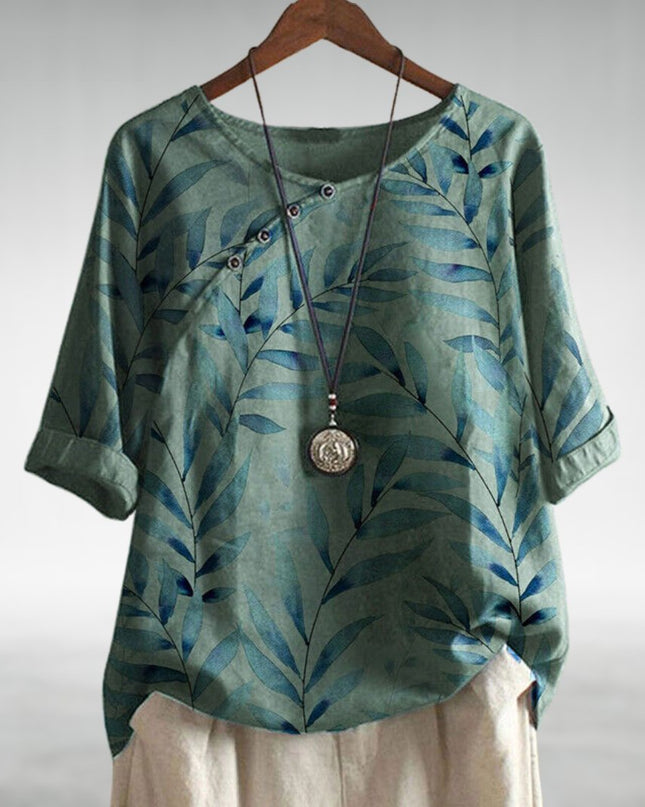 Woman’s Blouse | Printed Asymmetric Button