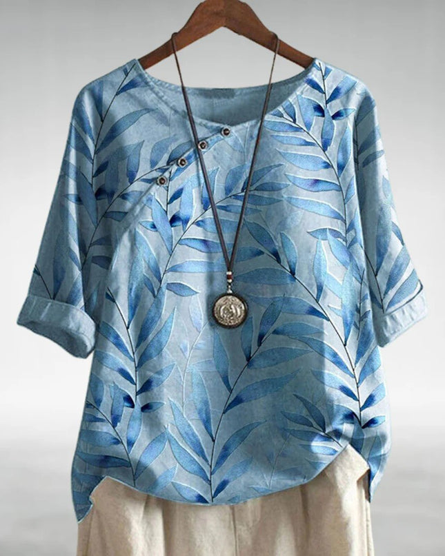 Woman’s Blouse | Printed Asymmetric Button