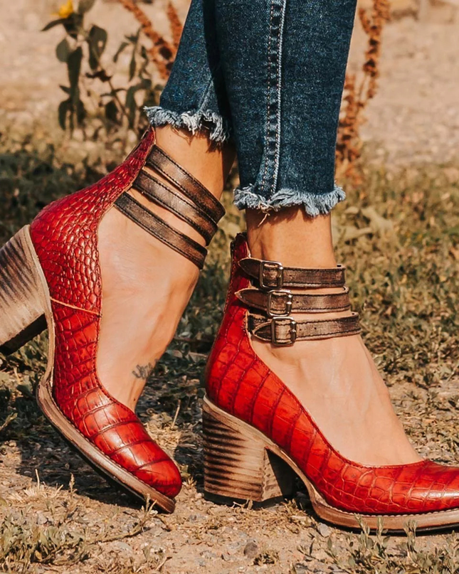 Heels For Women | Ankle Strap Block Heel Boot