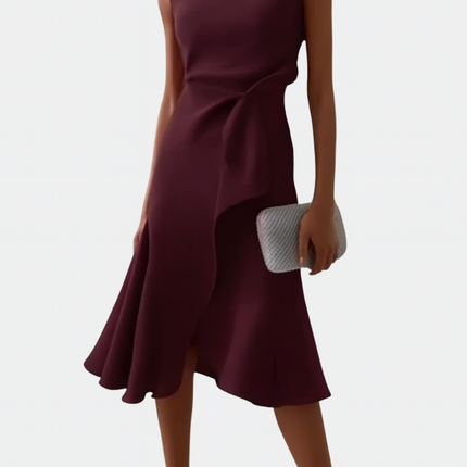 Women's Dress | Ruffle Hem Wrap Detail Midi