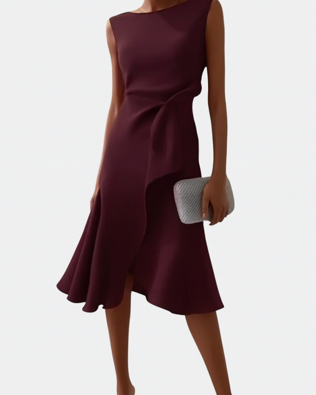 Women's Dress | Ruffle Hem Wrap Detail Midi