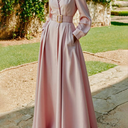 Ceryth | Elegant Pleated Blazer Midi Dress