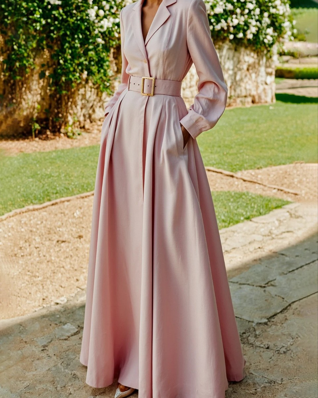 Ceryth | Elegant Pleated Blazer Midi Dress