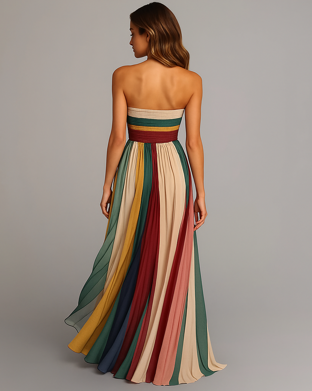Women's Dress | Pleated Maxi Strapless Design