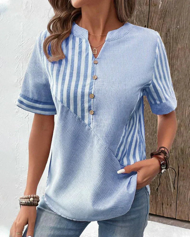 Women's Blouse | Stripe Pane Button Front